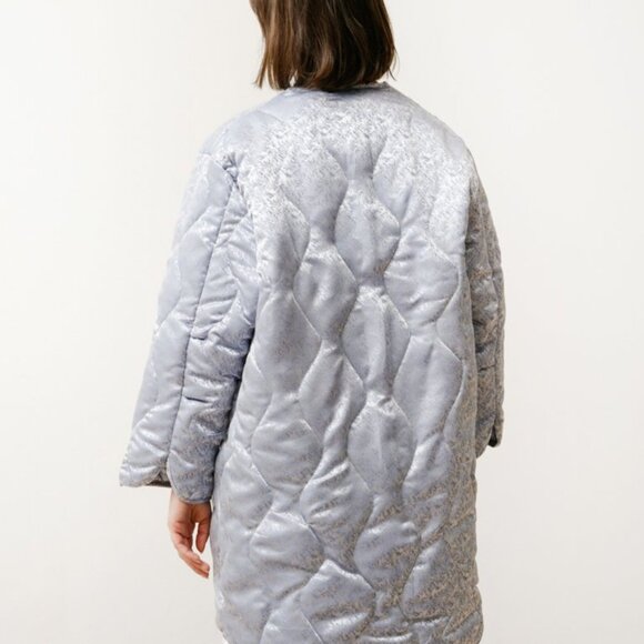 Priory Baby Blue Floral Quilted Jacket Size S/M - Picture 2 of 11